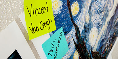 stick Post-it® Notes on the works as to label them with the correct artist, style and time period it was painted in