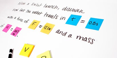 First, create a variable key, assigning a unique Post-it® Super Sticky Note colour to each variable in the equation