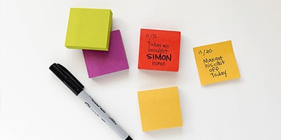Post-it® Notes work perfectly to write down when something big happened in your family