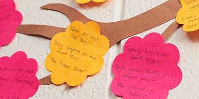 As students complete their poems, invite them to add their blossom to the classroom branch